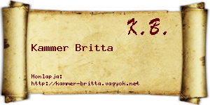 Kammer Britta névjegykártya
